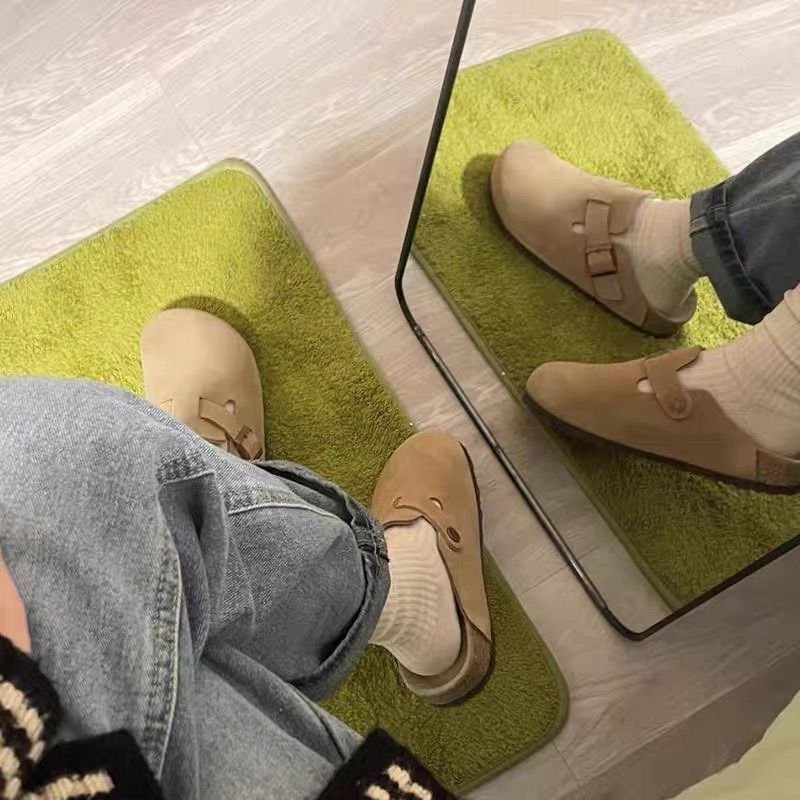 Suede Buckle Slippers
